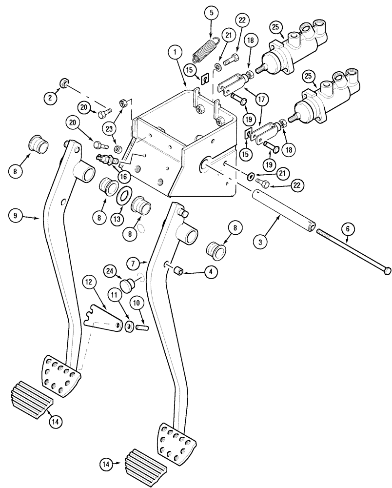 Схема запчастей Case IH CX70 - (07-01) - BRAKE PEDALS AND MASTER CYLINDERS (07) - BRAKES