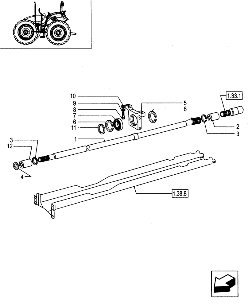 Схема запчастей Case IH JX95 - (1.38.5/03) - TRANSMISSION SHAFT - FOR HIGH CLEARANCE VERSION (04) - FRONT AXLE & STEERING