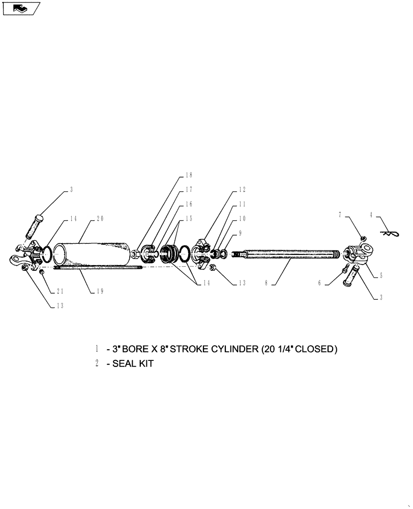Схема запчастей Case IH TURBO-TIGER - (35.100.02) - HYDRAULIC CYLINDER ASSEMBLY (3" X 8" CYLINDER) (35) - HYDRAULIC SYSTEMS