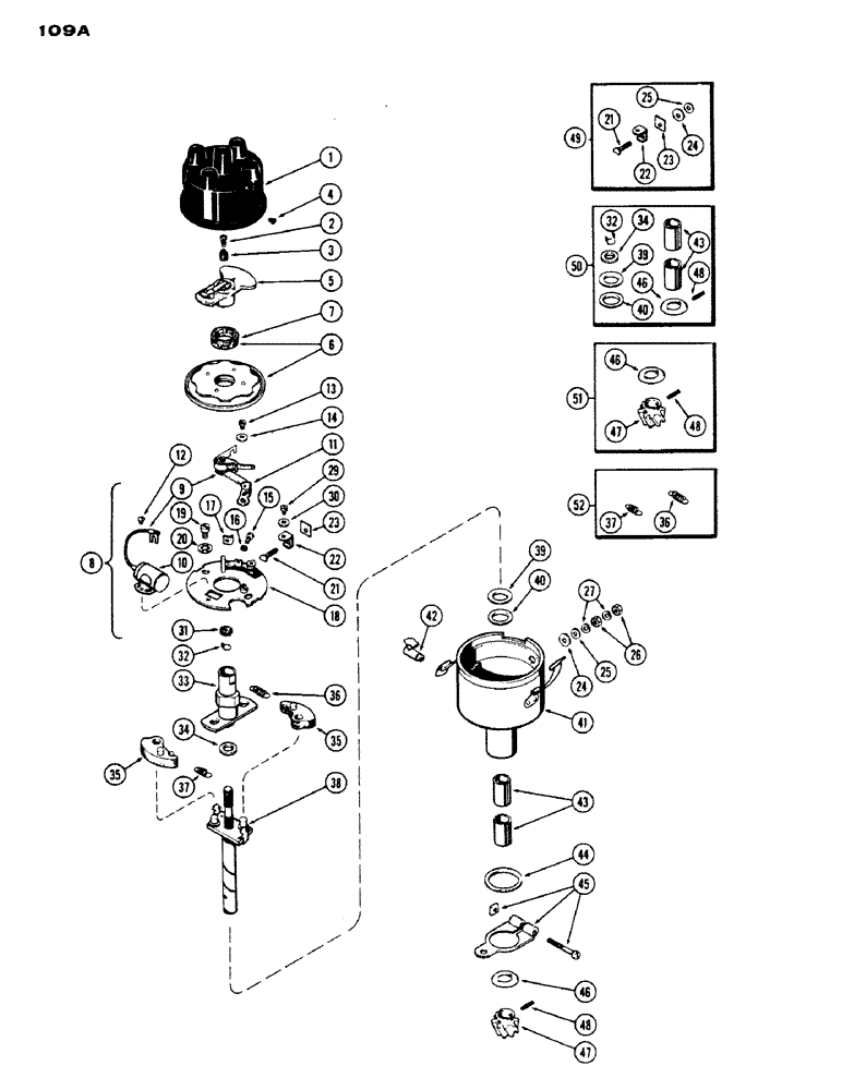 Схема запчастей Case IH 530 - (109A) - A30358 DISTRIBUTOR, 530, 159, SPARK IGNITION (04) - ELECTRICAL SYSTEMS