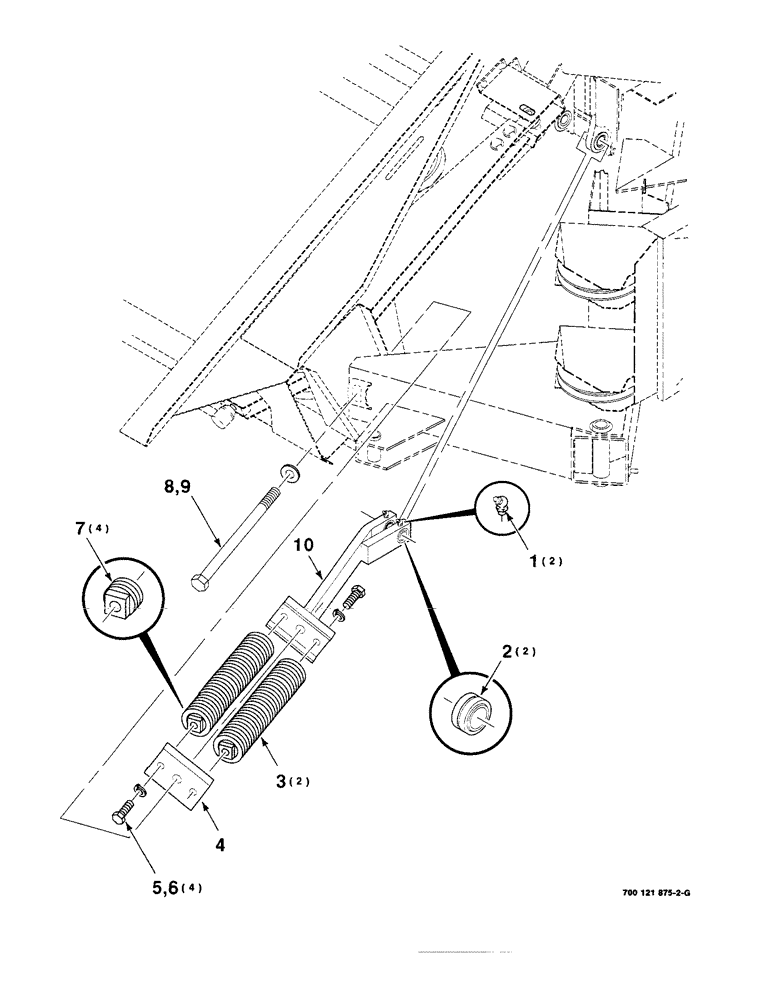 Схема запчастей Case IH 8240 - (7-22) - FLOTATION SPRING ASSEMBLY, 21 FOOT ONLY (58) - ATTACHMENTS/HEADERS