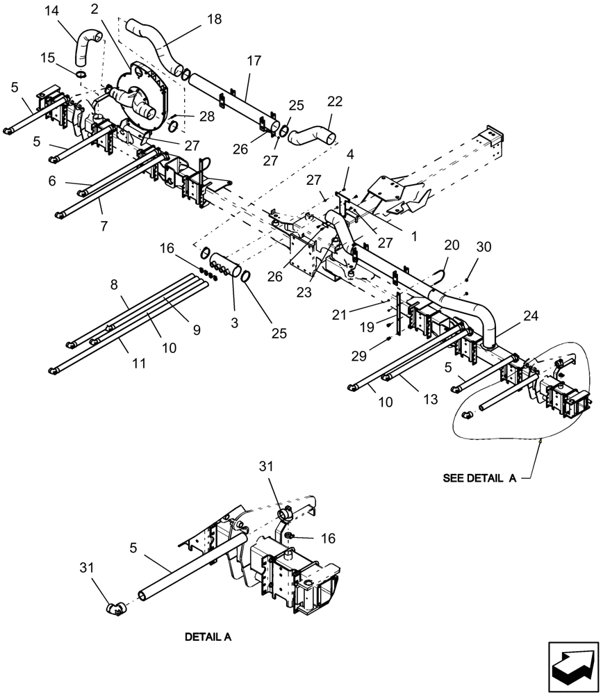 Схема запчастей Case IH 1250 - (75.100.03) - FRAME - VACUUM SYSTEM, STD ROWS - 12 ROW (75) - SOIL PREPARATION