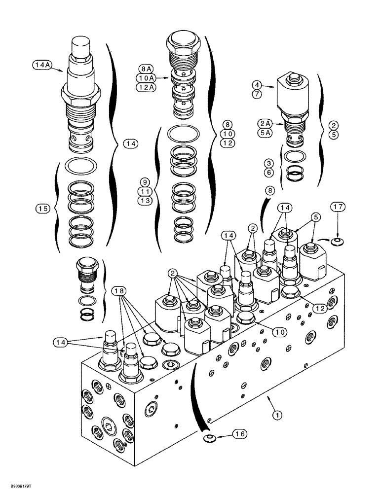 Схема запчастей Case IH 955 - (8-158) - CONTROL VALVE ASSEMBLY, PLANTER, VICKERS, 24 ROW NARROW - FRONT FOLD (THROUGH 8/97) (08) - HYDRAULICS