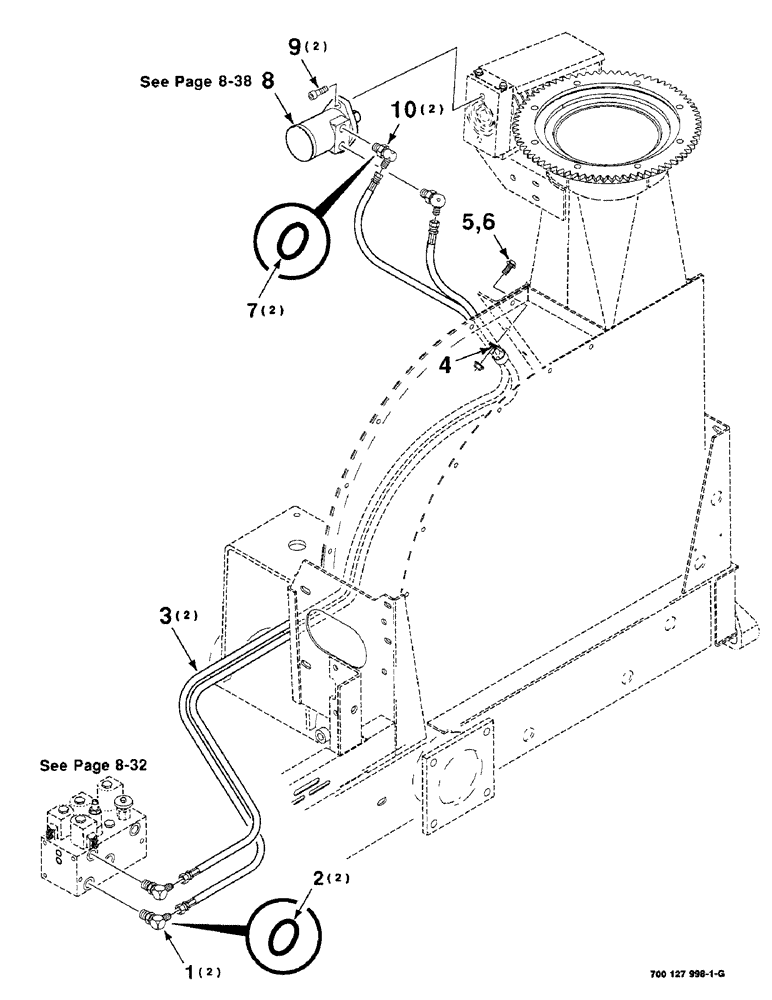 Схема запчастей Case IH 8750 - (8-36) - SPOUT HYDRAULIC ASSEMBLY (08) - HYDRAULICS