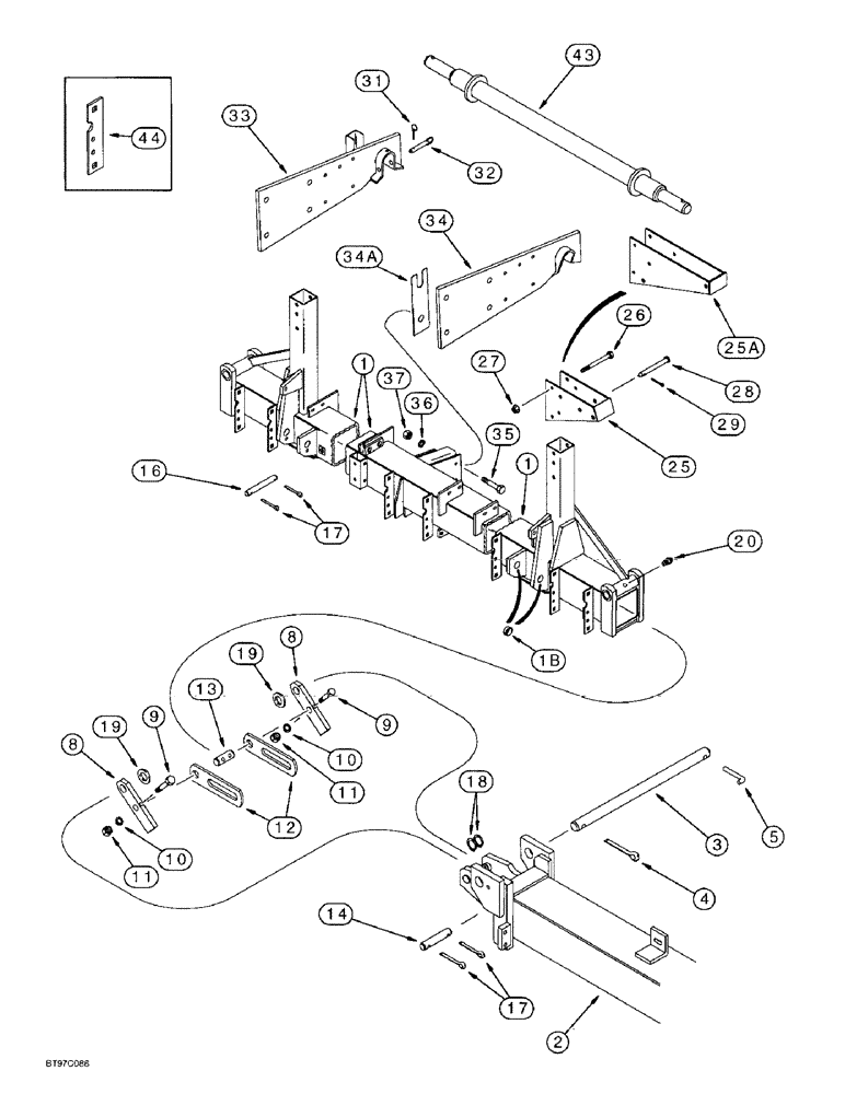 Схема запчастей Case IH 955 - (9A-10) - MAIN FRAME AND WING FRAMES, 12 ROW NARROW - VERTICAL FOLD (09) - CHASSIS/ATTACHMENTS