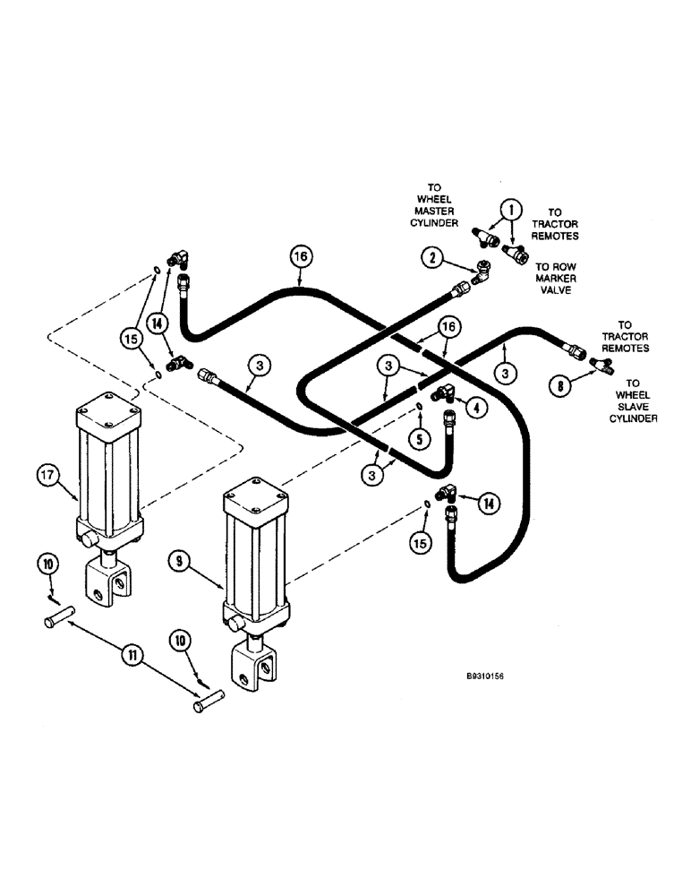 Схема запчастей Case IH 900 - (8-024) - AUXILIARY DRIVE WHEEL HYDRAULIC SYSTEM, CYCLO AIR & PLATE TRAILING, 6 ROW NARROW (08) - HYDRAULICS