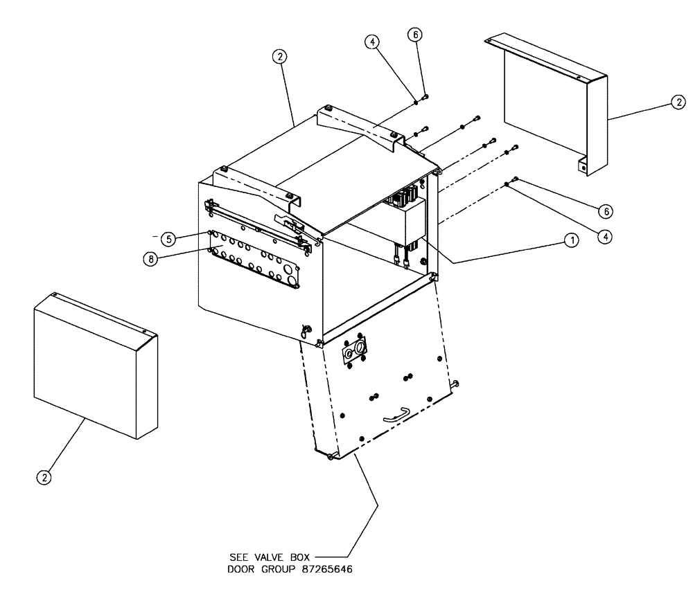 Схема запчастей Case IH FLX810 - (02-018) - VALVE BOX GROUP, DOUBLE BIN Bin Group