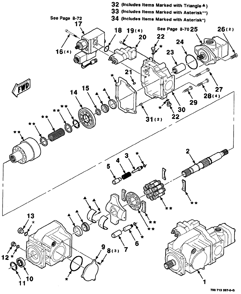 Схема запчастей Case IH 8880HP - (08-068) - HYDRAULIC PUMP ASSEMBLY (HEADER DRIVE) (35) - HYDRAULIC SYSTEMS