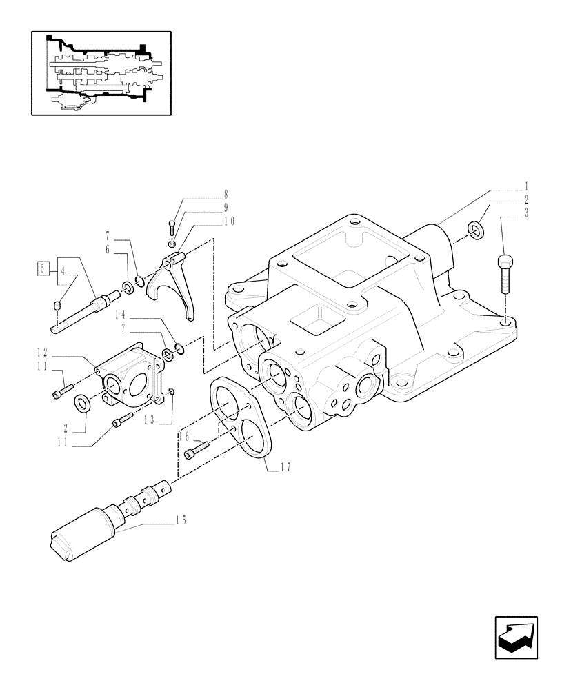 Схема запчастей Case IH MXU100 - (1.29.9[01]) - SERVO-CONTROL - GEARBOX CLUTCH HOUSING COVER (03) - TRANSMISSION