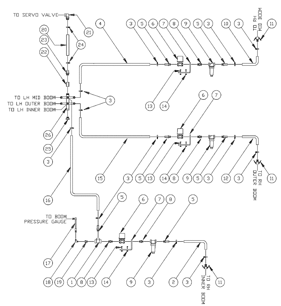 Схема запчастей Case IH PATRIOT WT - (09-035) - 90 6-BOOM SHUTOFF - RH BOOM Liquid Plumbing