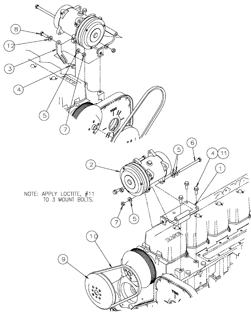 Схема запчастей Case IH SPX3200 - (03-029) - AC COMPRESSOR PACKAGE (01) - ENGINE