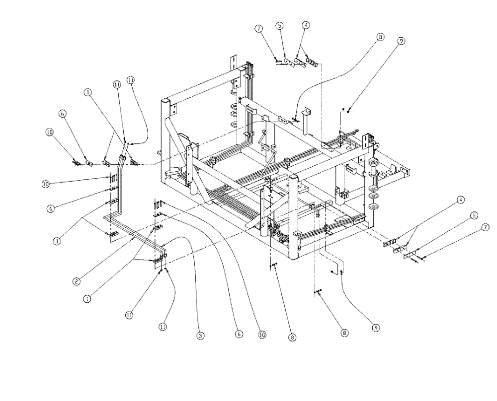 Схема запчастей Case IH 438 - (05-002) - TRIPLE BIN HYDRAULIC TUBES GROUP Bin Group