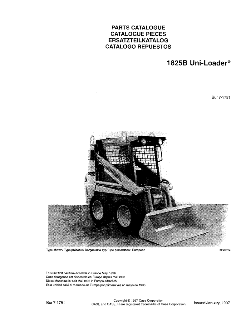 Схема запчастей Case IH 1825B - (00-A) - PARTS CATALOGUE (00) - PICTORIAL INDEX