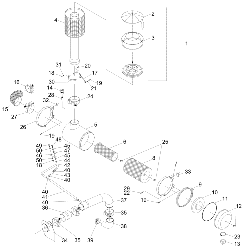 Схема запчастей Case IH A7000 - (C03.04[01]) - Air Cleaner {CASE IH-10.3 L} (01) - ENGINE