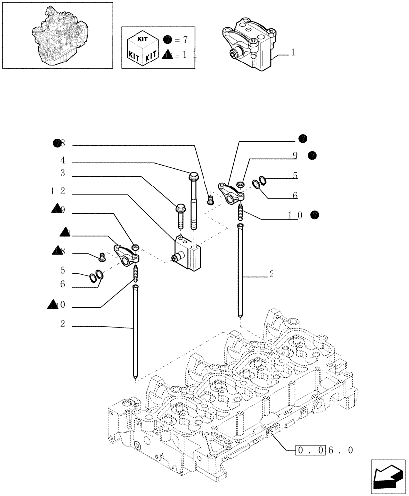 Схема запчастей Case IH F4GE9484A J602 - (0.06.6[01]) - ROCKER SHAFT (504090394) 