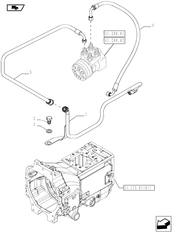 Схема запчастей Case IH MAGNUM 210 - (41.200.10) - POWER STEERING DELIVERY & RETURNS PIPES, WITH POWERSHIFT TRANSMISSION (41) - STEERING