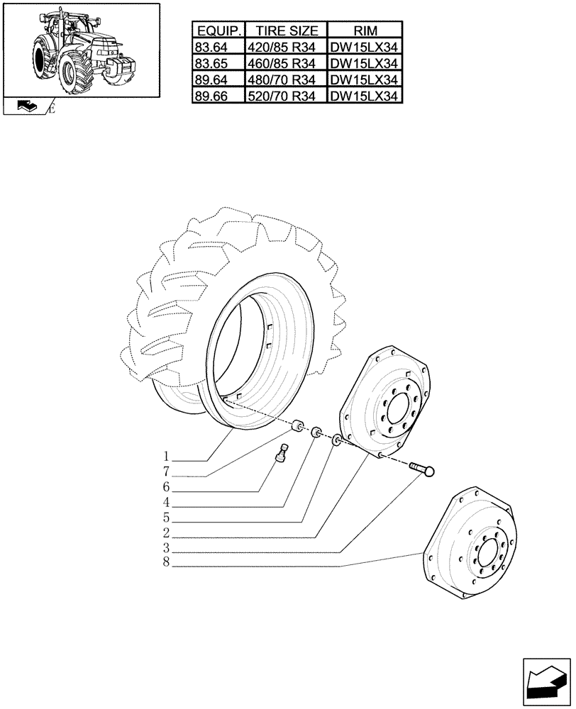 Схема запчастей Case IH MAXXUM 115 - (83.00[03]) - REAR WHEELS (11) - WHEELS/TRACKS