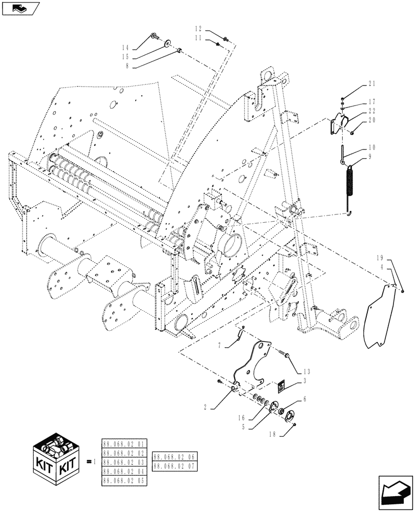 Схема запчастей Case IH RB455A - (88.068.02[05]) - DIA KIT, DELUXE NET, NET WRAP, LH (88) - ACCESSORIES