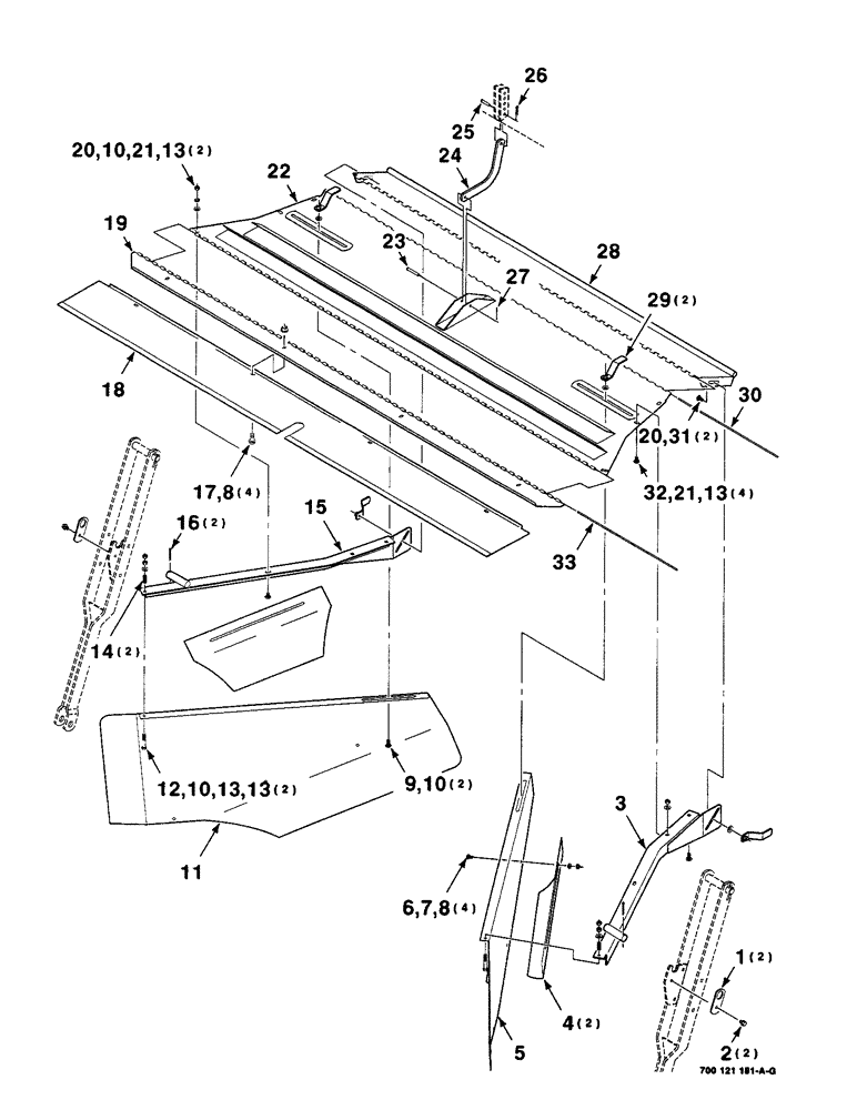 Схема запчастей Case IH 8840 - (7-28) - WINDROW FORMING SHIELD ASSEMBLIES (S.N. CFH0032418 AND LATER (58) - ATTACHMENTS/HEADERS