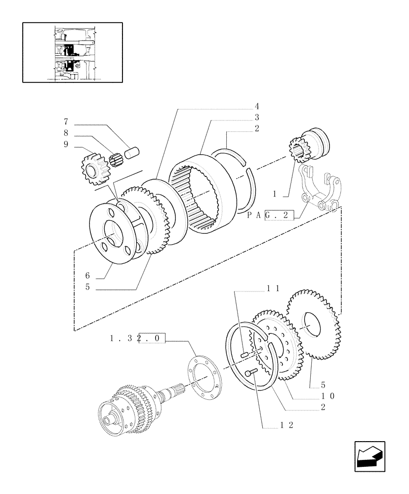 Схема запчастей Case IH MXM155 - (1.32.3/02[01]) - (VAR.146) CREEPER TRANSMISSION FOR FULL POWER SHIFT - CONTROL REDUCTION (03) - TRANSMISSION