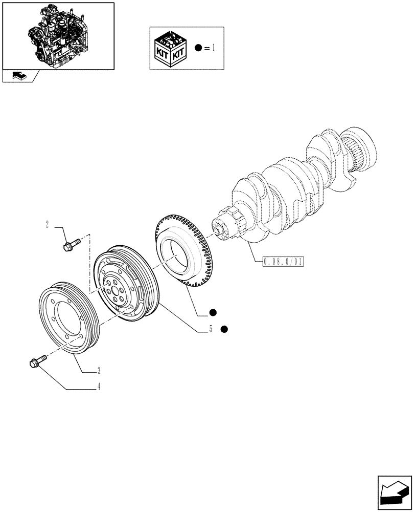 Схема запчастей Case IH FARMALL 95N - (0.08.4/01) - PULLEY - CRANKSHAFT (01) - ENGINE