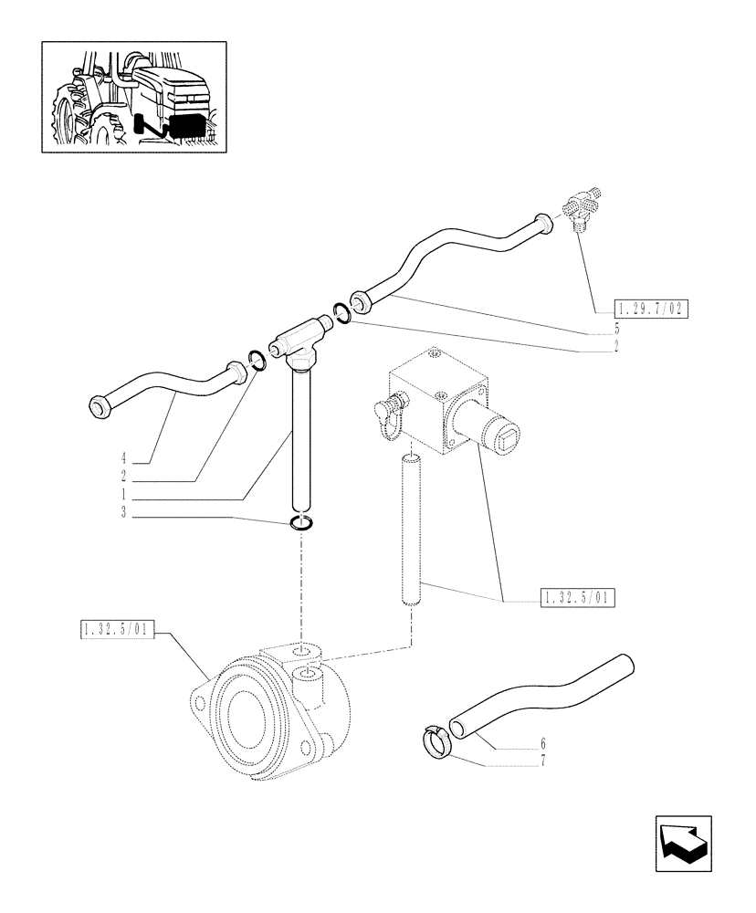 Схема запчастей Case IH MXM175 - (1.29.7/04) - (VAR.571) FULL POWER SHIFT GEAR CHANGE 19X6 (40 KM/H) - GEAR CHANGE LUBRICATION PIPES (03) - TRANSMISSION