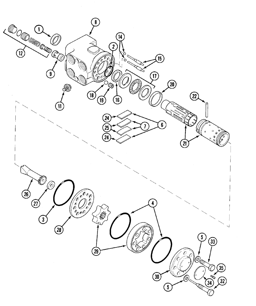 Схема запчастей Case IH C60 - (05-06) - INTEGRAL HYDROSTATIC STEERING VALVE, DANFOSS OSPC 100 OR (05) - STEERING