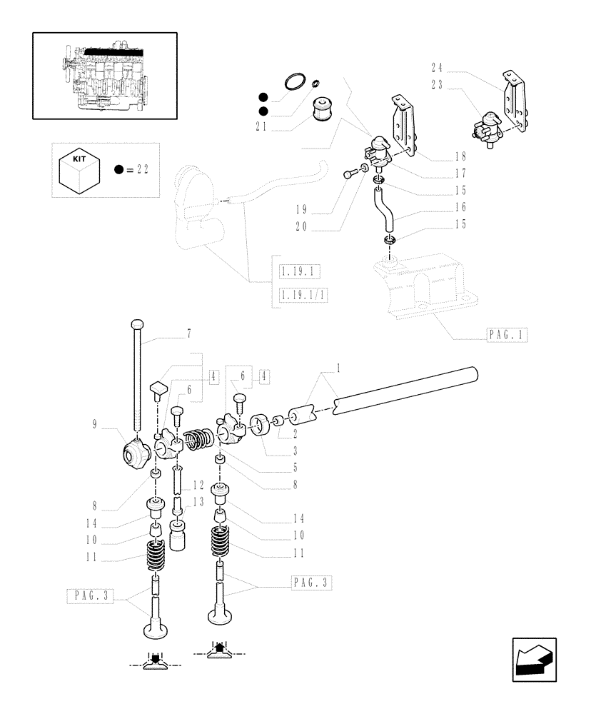 Схема запчастей Case IH MXM155 - (0.06.0[02]) - CYLINDER HEAD, ROCKER ARM, VALVES & RELATED PARTS (01) - ENGINE