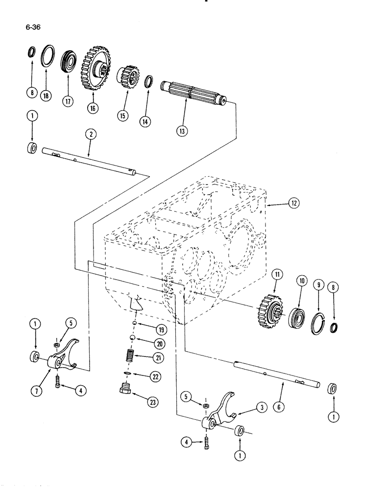 Схема запчастей Case IH 1620 - (6-36) - TRANSMISSION MAIN SHAFT (03) - POWER TRAIN