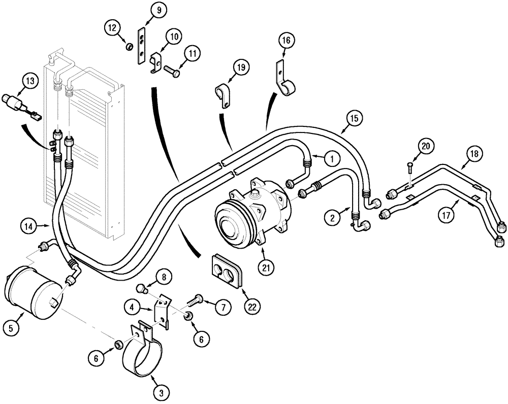 Схема запчастей Case IH CX50 - (02-15) - AIR CONDITIONING PIPES (02) - ENGINE