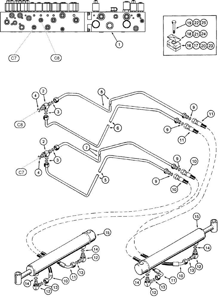 Схема запчастей Case IH CPX620 - (08-14) - DRUM SERVICE CLOSE AND SPREAD SYSTEM (07) - HYDRAULICS