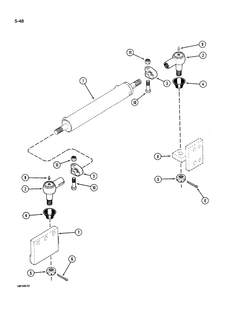 Схема запчастей Case IH 1640 - (5-48) - STEERING CYLINDER AND BALL JOINT ENDS, POWER GUIDE AXLE PRIOR TO P.I.N. JJC0034001 (04) - STEERING