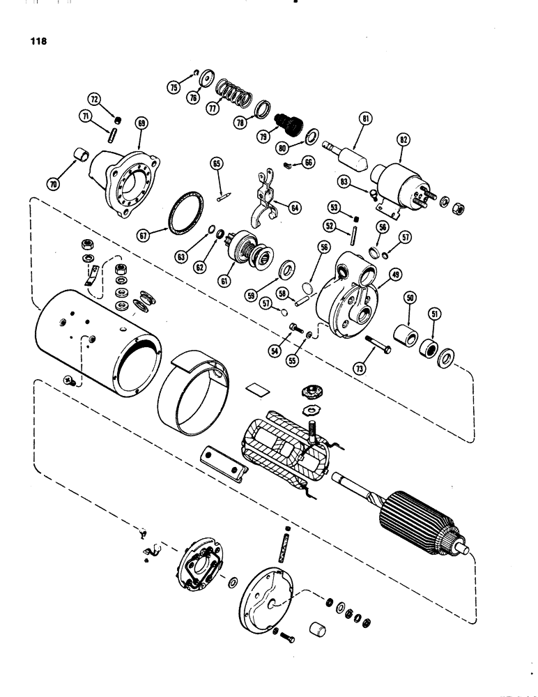 Схема запчастей Case IH 1070 - (0118) - A59217 STARTER, USED PRIOR TO TRACTOR SERIAL NUMBERS 8696753 (04) - ELECTRICAL SYSTEMS