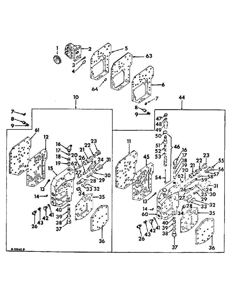 Схема запчастей Case IH 1566 - (10-03) - HYDRAULICS, POWER SUPPLY AND MULTIPLE CONTROL VALVE, ON CLUTCH HOUSING, GEAR DRIVE MODELS (07) - HYDRAULICS