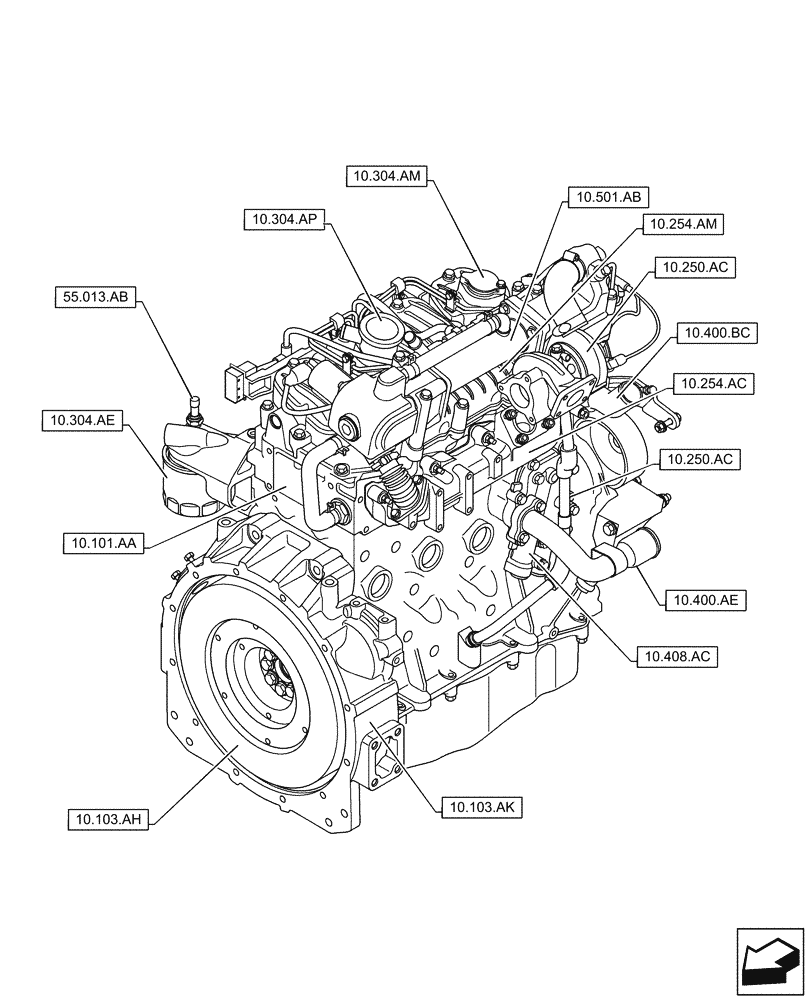 Схема запчастей Case IH F5CE5454B A005 - (10.000.00[02]) - SECTION INDEX - ENGINE (10) - ENGINE