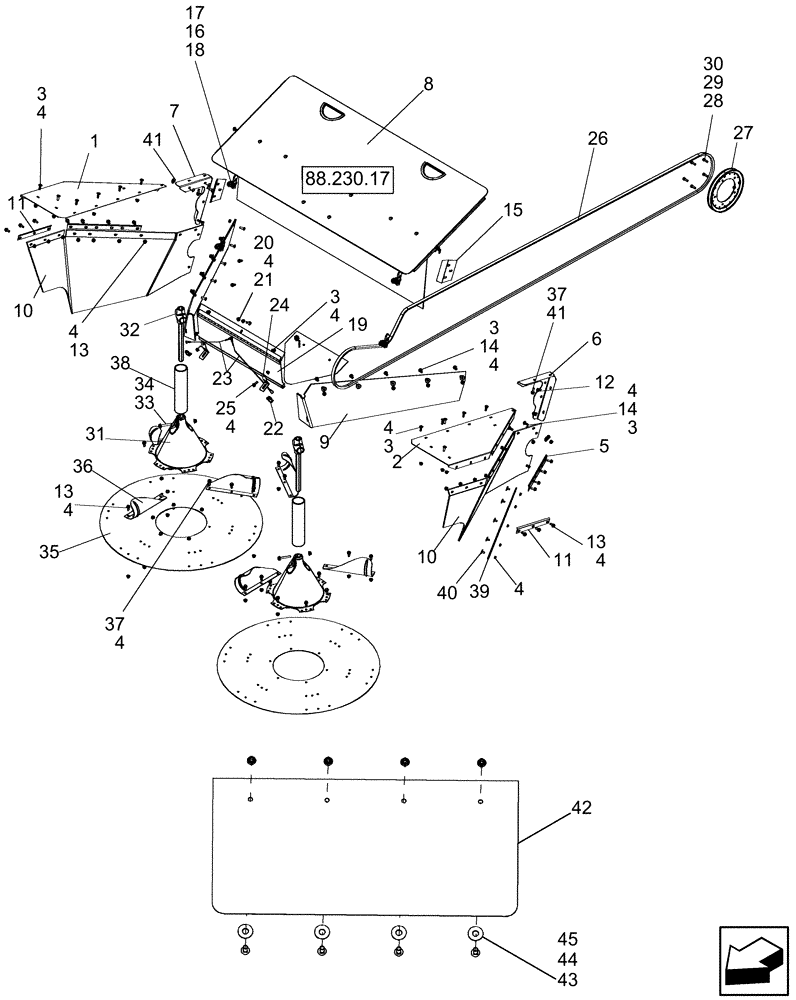 Схема запчастей Case IH 5130 - (88.230.16[01]) - STRAW SPREADER (88) - ACCESSORIES