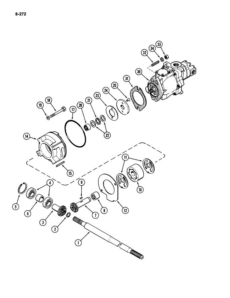 Схема запчастей Case IH 2094 - (8-272) - HYDRAULICS, CHARGING PUMP AND DRIVE (08) - HYDRAULICS