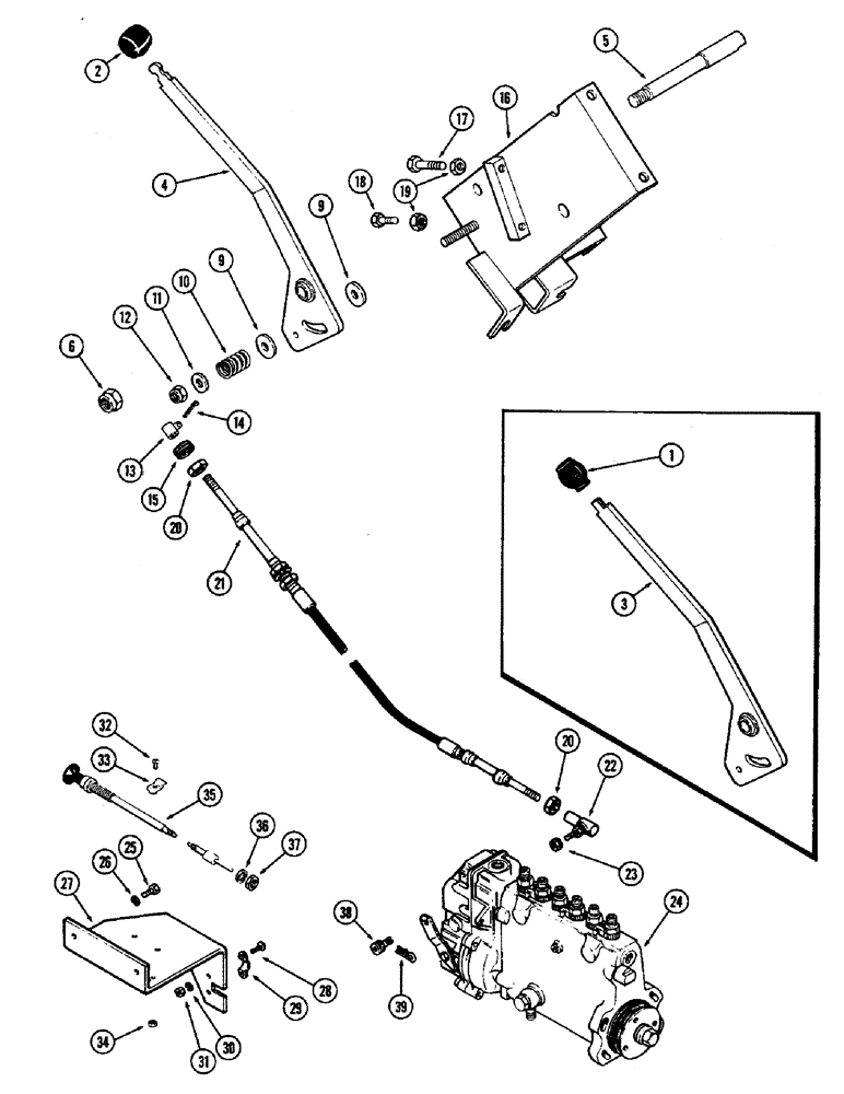 Схема запчастей Case IH 2470 - (058) - THROTTLE CONTROLS AND SHUTOFF CABLE (03) - FUEL SYSTEM