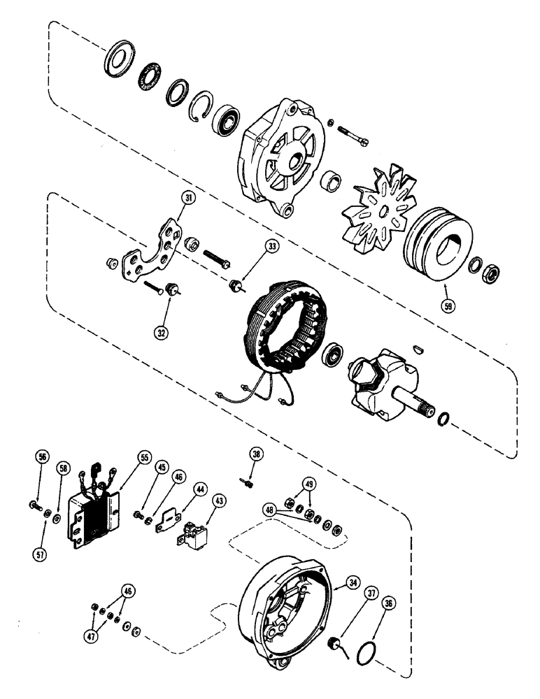 Схема запчастей Case IH 2470 - (124) - A45304 ALTERNATOR, PRESTOLITE NO. ALH5321-S, PRIOR TO P.I.N. 8825001, CONTD (04) - ELECTRICAL SYSTEMS