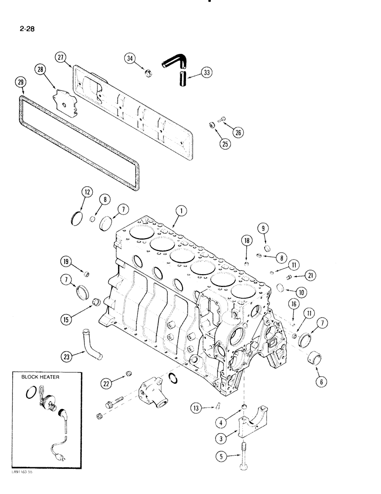 Схема запчастей Case IH 2096 - (2-028) - CYLINDER BLOCK, 6TA-590 ENGINE (02) - ENGINE