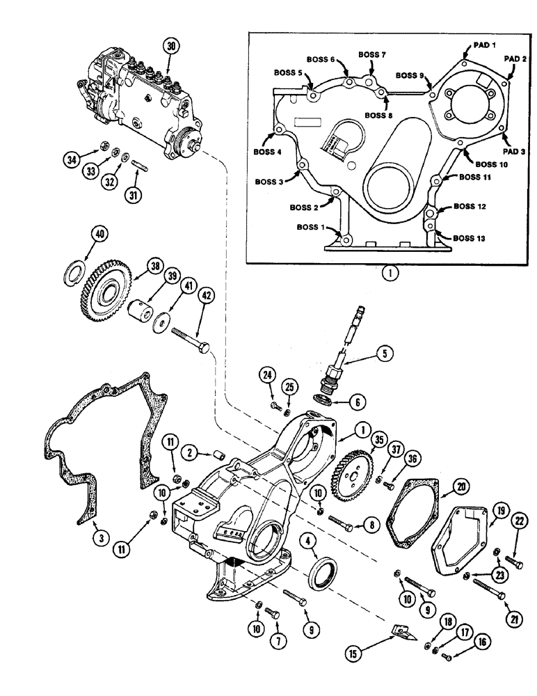 Схема запчастей Case IH 3294 - (3-046) - TIMING GEAR COVER, 504BDT DIESEL ENGINE (03) - FUEL SYSTEM