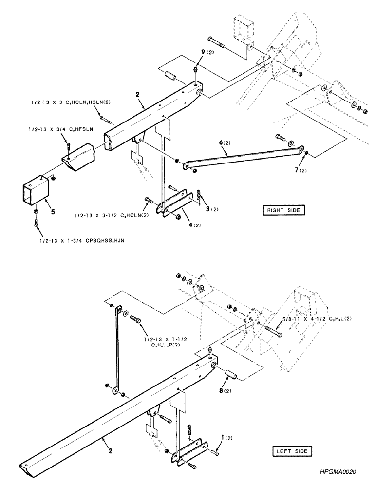 Схема запчастей Case IH 8830 - (66) - REEL ARM ASSEMBLY, RIGHT AND LEFT (58) - ATTACHMENTS/HEADERS