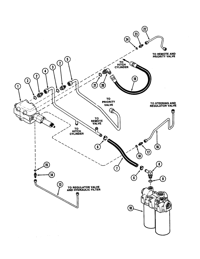 Схема запчастей Case IH 4890 - (8-322) - HITCH CONTROL VALVE CIRCUITRY, P.I.N. 8860450 AND AFTER (08) - HYDRAULICS