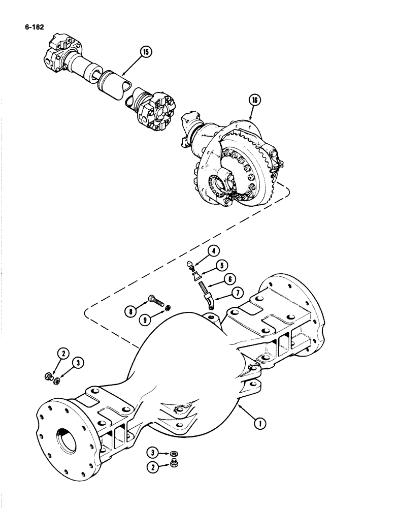 Схема запчастей Case IH 4894 - (6-182) - FRONT AXLE AND DIFFERENTIAL HOUSING PRIOR TO P.I.N. 8865170 (06) - POWER TRAIN