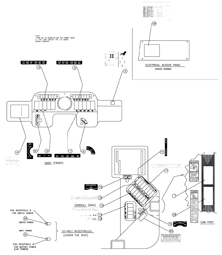 Схема запчастей Case IH SPX3310 - (10-001) - INTERIOR DECAL GROUP (13) - DECALS