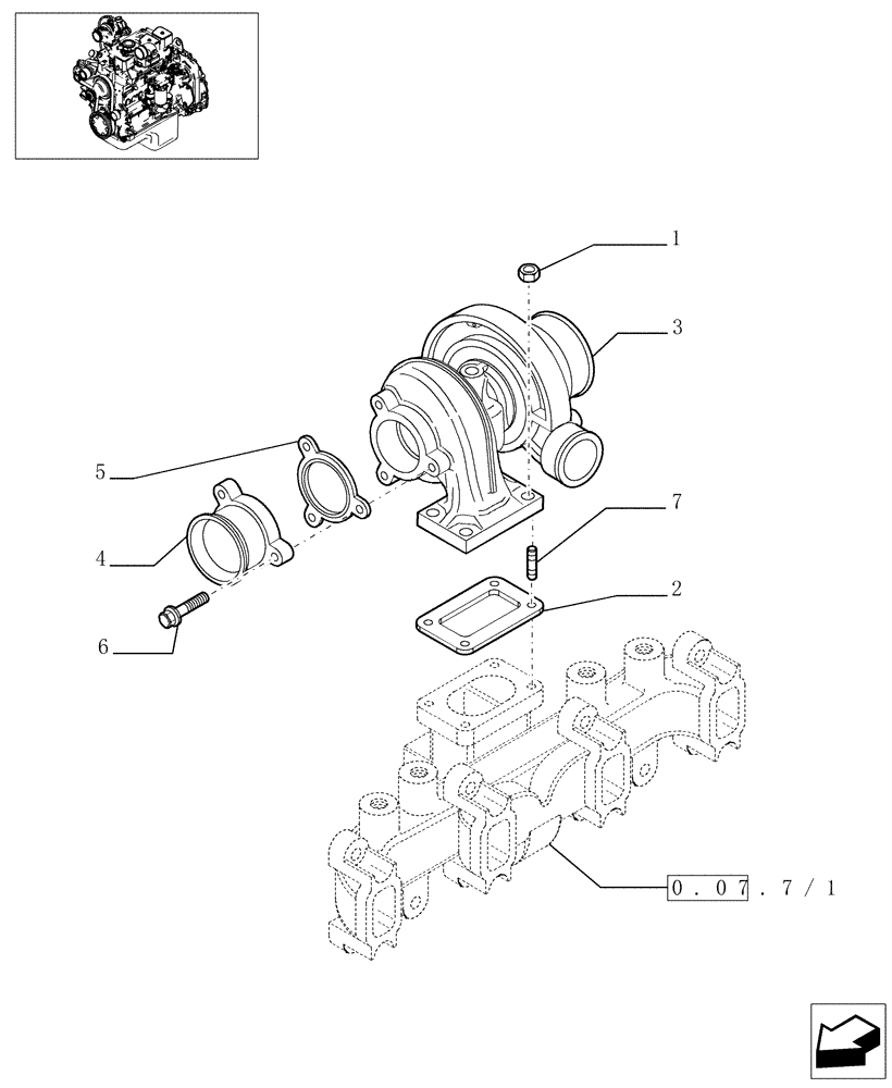 Схема запчастей Case IH PX85 - (0.24.0[01]) - TURBOCHARGER - PX85 - (504046170 - 504052514) (02) - ENGINE