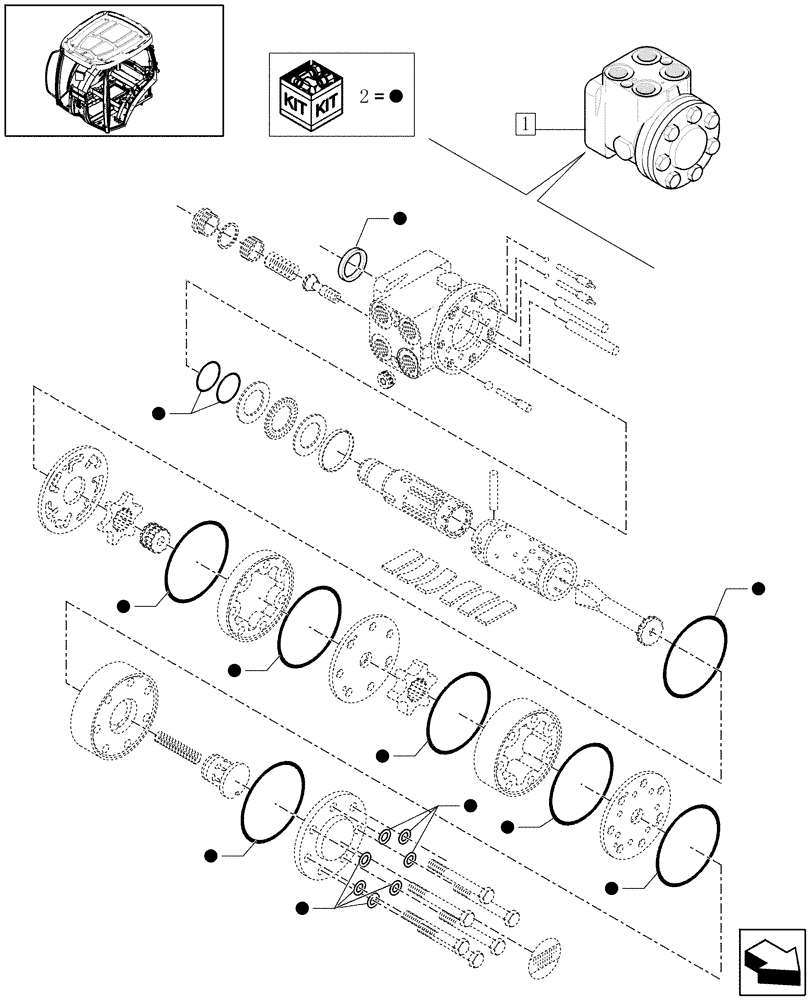 Схема запчастей Case IH MAXXUM 115 - (1.95.5/ C) - HYDRAULIC STEERING - BREAKDOWN (10) - OPERATORS PLATFORM/CAB