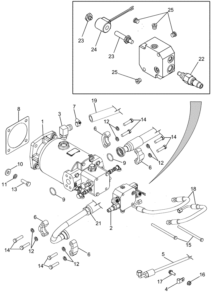 Схема запчастей Case IH CPX420 - (06-06) - HYDROSTATIC MOTOR AND TRANSMISSION PRESSURE RELEASE VALVE - ASN Y6T011001 (03) - POWER TRAIN