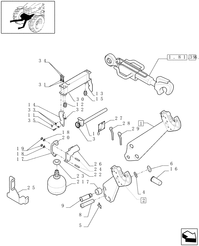 Схема запчастей Case IH PUMA 180 - (1.81.9/03[02]) - (VAR.091) FRONT HPL FOR MID MOUNT REMOTES WITH PTO, WITH AUX. COUPLERS - ELEVATOR - C5721 (07) - HYDRAULIC SYSTEM