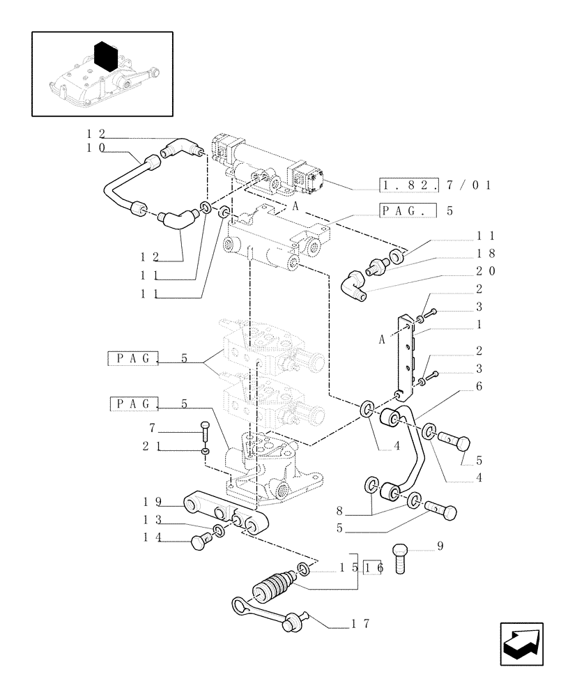 Схема запчастей Case IH JX1085C - (1.82.7/07[07]) - (VAR.136) 2 REAR REMOTE VALVES FOR EDC - PIPES - D5484 (07) - HYDRAULIC SYSTEM